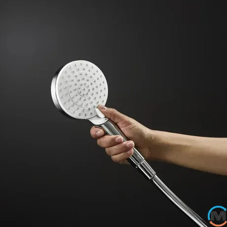 Душевой набор Hansgrohe Showerpipe Crometta 100 Vario Green 6 л/мин 65 см White/Chrome, фото , изображение 3