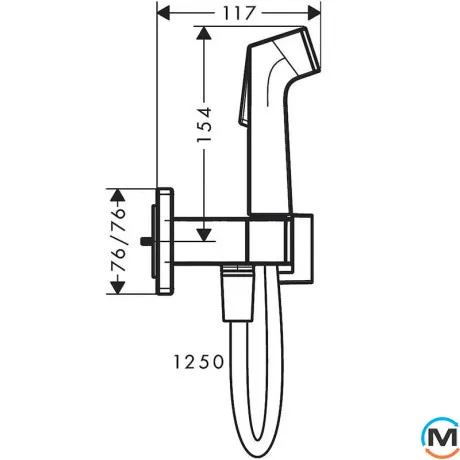 Гигиенический душ Hansgrohe E EcoSmart+ на смешанную воду Brushed Bronze, фото , изображение 2