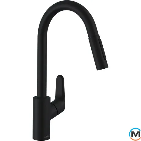 Смеситель для кухни Hansgrohe Focus Focus 240 2jet с выдвижным изливом черный матовый, фото 
