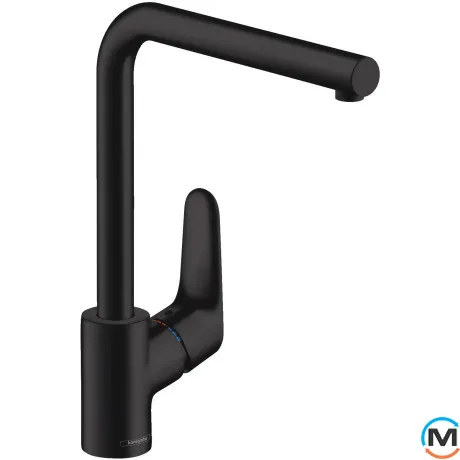 Смеситель для кухни Hansgrohe Focus 280 с поворотным изливом черный матовый, фото 
