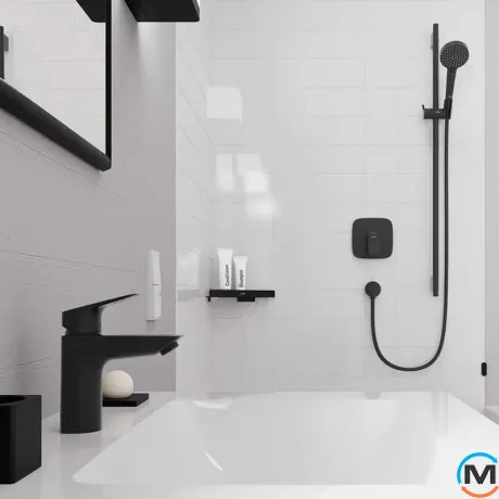 Смеситель для умывальника Hansgrohe Logis 100 Matt Black, фото , изображение 2