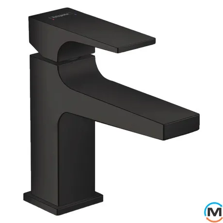 Смеситель для умывальника Hansgrohe Metropol 100 с донным клапаном push-open черный матовый, фото 