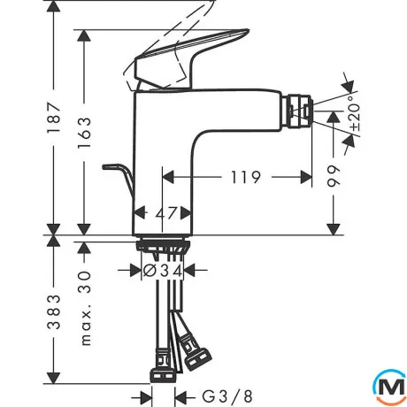 Смеситель Hansgrohe Logis для биде Matt Black, фото , изображение 2