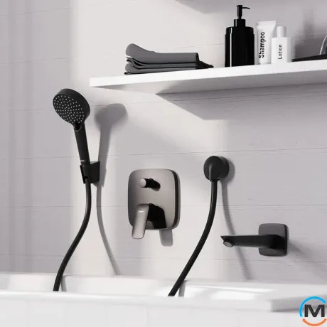 Смеситель Hansgrohe Logis скрытого монтажа ванна/душ верхняя часть Matt Black, фото , изображение 2