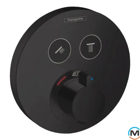 Термостат скрытого монтажа Hansgrohe ShowerSelect S на 2 потребителя Matt Black, фото 