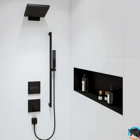 Верхний душ Hansgrohe Pulsify E 260 2jet EcoSmart с держателем Matt Black, фото , изображение 3