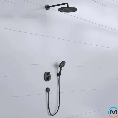 Верхний душ Hansgrohe Raindance S 240 Showerpipe PowderRain 1jet Matt Black, фото , изображение 2