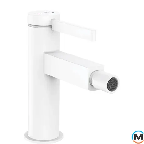 Смеситель для биде Hansgrohe Finoris с донным клапаном push-open белый матовый, фото 