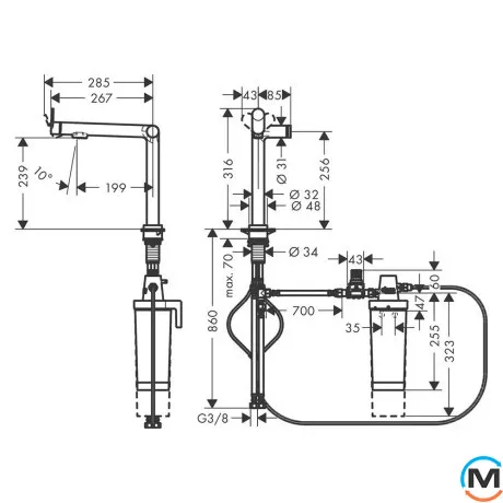 Смеситель для кухни Hansgrohe Aqittura M91 FilterSystem 240 1jet Chrome, фото , изображение 2