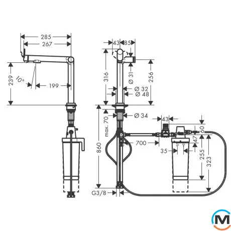 Смеситель для кухни Hansgrohe Aqittura M91 FilterSystem 240 1jet Matt Black, фото , изображение 3