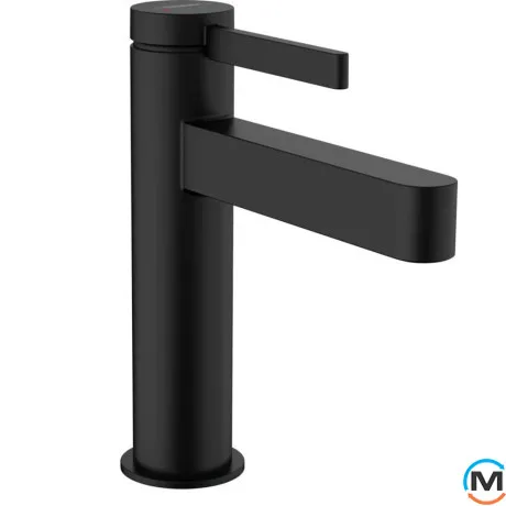 Смеситель для умывальника Hansgrohe Finoris 110 с донным клапаном push-open черный матовый, фото 