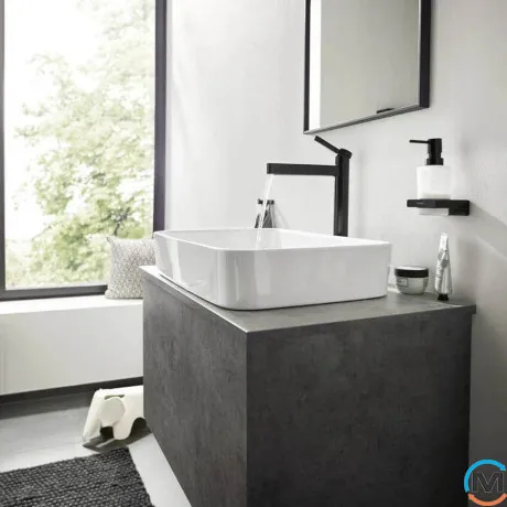 Смеситель для умывальника Hansgrohe Finoris 260 с донным клапаном push-open Matt Black, фото , изображение 4