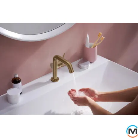 Смеситель для умывальника Hansgrohe TecturisS 110 Fine CoolStart с донным клапаном pop-up Brushed Bronze, фото , зображення 3