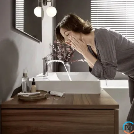 Смеситель для умывальника Hansgrohe Vivenis 110 с донным клапаном pop-up черный матовый, фото , изображение 2