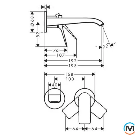 Смеситель для умывальника Hansgrohe Vivenis 195 со стены Brushed Bronze, фото , изображение 3