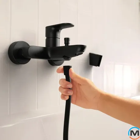 Смеситель для ванны Hansgrohe Rebris Matt Black, фото , изображение 2
