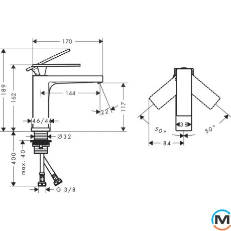 Смеситель для умывальника Hansgrohe Tecturis E 110 без донного клапана Matt Black, фото , изображение 2