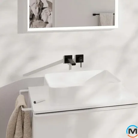 Смеситель Hansgrohe Tecturis E 225 для умывальника из стены Matt Black, фото , изображение 3