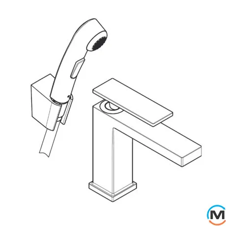 Смеситель для умывальника Hansgrohe Tecturis E 110 с гигиенической лейкой Matt Black, фото , зображення 4
