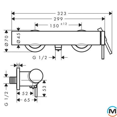 Смеситель Hansgrohe Tecturis S для душа Brushed Bronze, фото , изображение 4