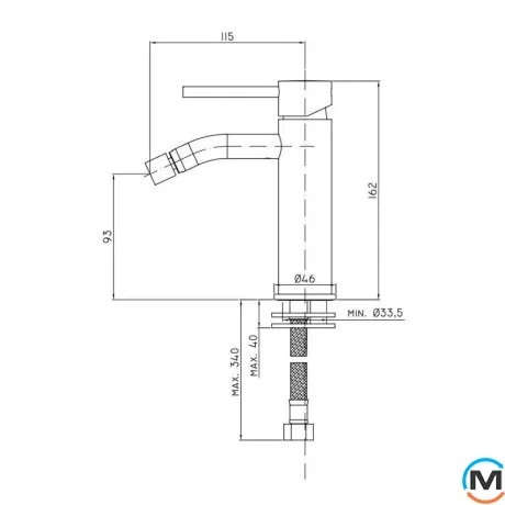 Смеситель для биде Paffoni Light без донного клапана Steel Looking, фото , изображение 3