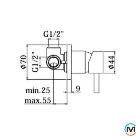 Смеситель для душа на 1 потребитель Paffoni Light в комплекте со скрытой частью нержавеющая сталь, фото , изображение 2