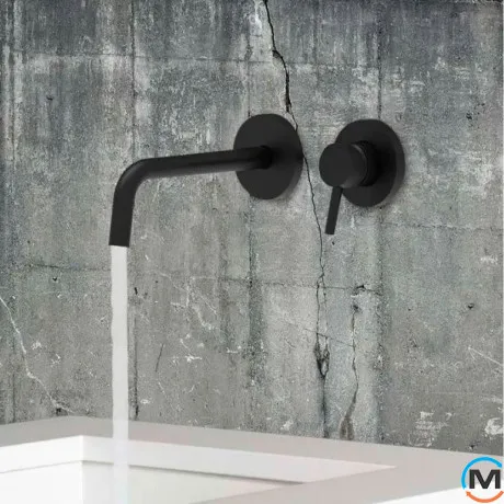 Смеситель для умывальника Paffoni Light настенный излив 17.8 см Brushed Black Chrome, фото , зображення 2