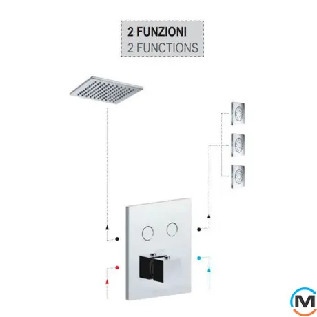 Термостат для душа (внешняя часть) Paffoni Compact box скрытого монтажа (2 функции) черный матовый, фото , изображение 2