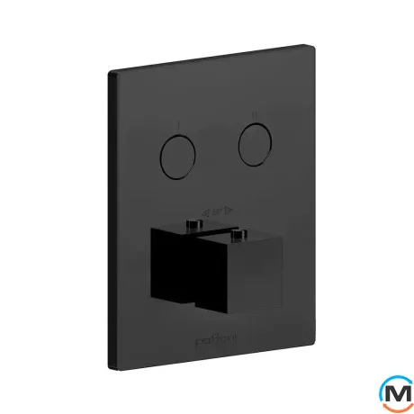 Термостат для душа (внешняя часть) Paffoni Compact box скрытого монтажа (2 функции) черный матовый, фото 