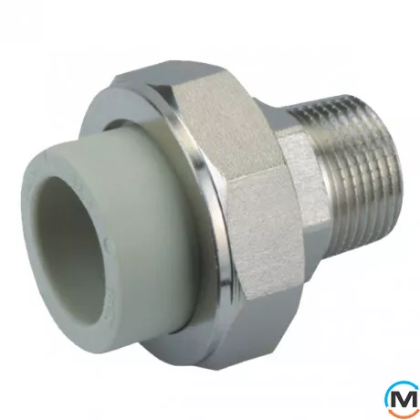 Полипротиленовая американка Berkeplastik Н.Р. 25x3/4", Тип резьбы: Наружная, Диаметр резьбы: 3/4", Диаметр (мм): 25, фото 