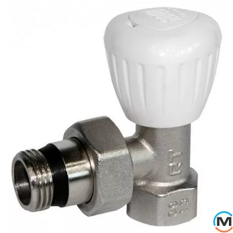 Кран Royal Thermo вентильный ручного регулирования угловой 1/2 ", Диаметр резьбы: 1/2", Исполнение: Угловой, Цвет: Никелированный, фото 