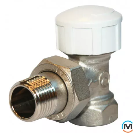 Кран Royal Thermo вентильный термостатический угловой для радиатора 1/2 ", Диаметр резьбы: 1/2", Исполнение: Угловой, Цвет: Никелированный, фото 