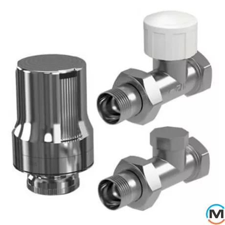Набор Royal Thermoтермостатический прямой DE LUXE (хром) 1/2 ", Диаметр резьбы: 1/2", Исполнение: Прямой, Цвет: Хром, Нулевое положение: Нет, Присоединение: М30х1,5, фото 