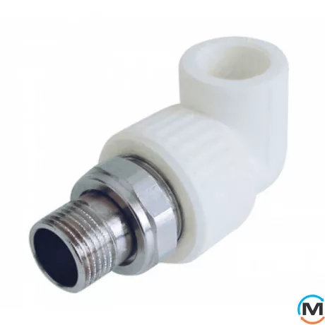 Поліпропіленовий кут Berkeplastik з накидною гайкою для радіаторів 20x1/2", Тип різьблення: З американкою, Діаметр різьблення: 1/2", Діаметр (мм): 20, фото 