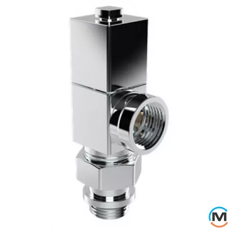 Вентиль Royal Thermo ручной регулировки осевой, хром, ручка CUBE 1/2 ", Диаметр резьбы: 1/2", Исполнение: Осевой, Цвет: Хром, фото 