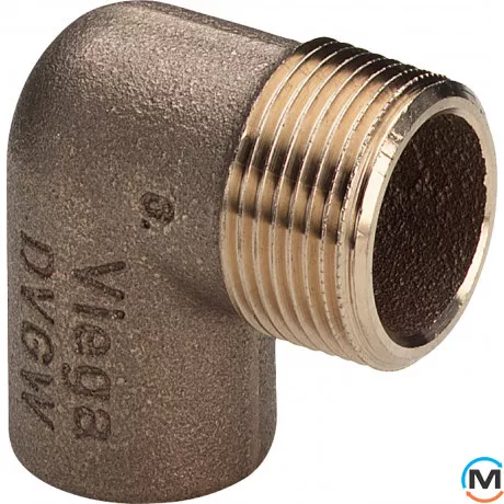 Коліно Ø18 х 3/4" З (бронзове) -133108 Viega GmbH 94092g, Варіант: Просте, Тип різьблення: Зовнішня, Діаметр різьблення: 3/4", Діаметр (мм): 18, фото 