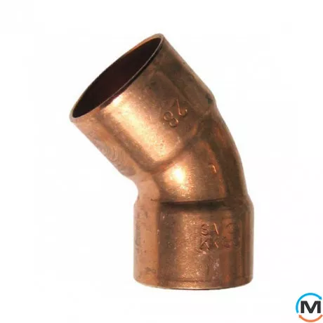 Коліно мідне IBP 45° (2 муфти) 18, Варіант: 2 муфти, Градус (град.): 45, Виконання: Короткий, Діаметр (мм): 18, фото 