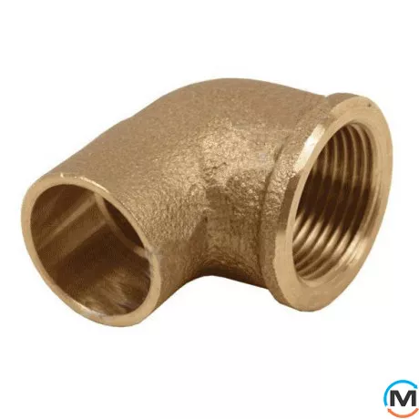 Коліно мідне IBP 90° ПхВР 15 - 3/4", Варіант: Просте, Градус (град.): 90, Тип різьблення: Внутрішня, Діаметр різьблення: 3/4", Діаметр (мм): 15, фото 