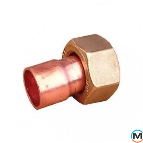 Медная накидная гайка IBP (под прокладку) 18 - 1/2", Вариант: Под прокладку, Тип резьбы: Накидная гайка, Диаметр резьбы: 1/2", Диаметр (мм): 18, фото 