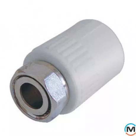 Поліпропіленова муфта Berkeplastik з накидною гайкою 20x1/2", Тип різьблення: Накидна гайка, Діаметр різьблення: 1/2", Діаметр (мм): 20, фото 