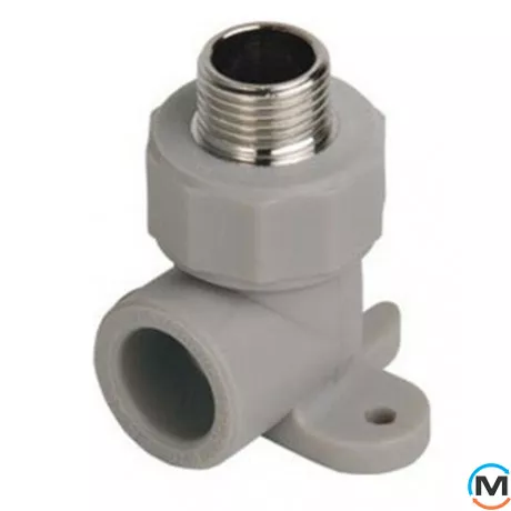 Поліпропіленовий кут Berkeplastik настінний Н.Р. 20x1/2", Варіант: Простий, Тип різьблення: Зовнішня, Діаметр різьблення: 1/2", Діаметр (мм): 20, Робочий тиск (бар): 25, фото 