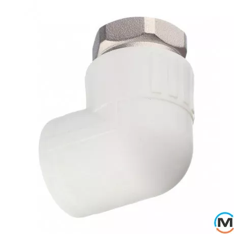 Поліпропіленовий кут Berkeplastik з накидною гайкою 25x3/4", Тип різьблення: Накидна гайка, Діаметр різьблення: 3/4", Діаметр (мм): 25, фото 