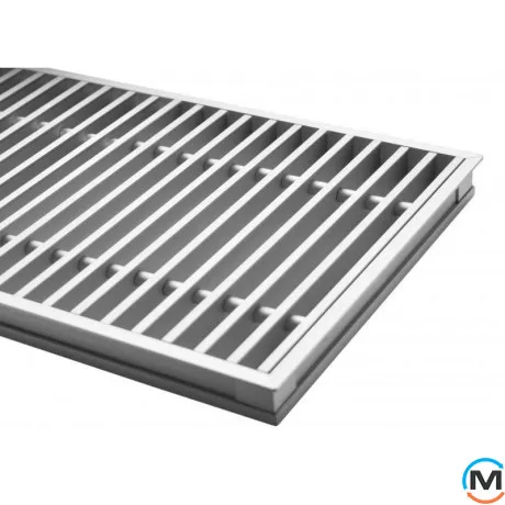 Комплект Carrera Сатин S 280/1500 (рамка ZN + решітка алюмінієва НТ), Виконання: Алюмінієва HT + рамка, Ширина (мм): 280, Довжина (мм): 1500, фото 