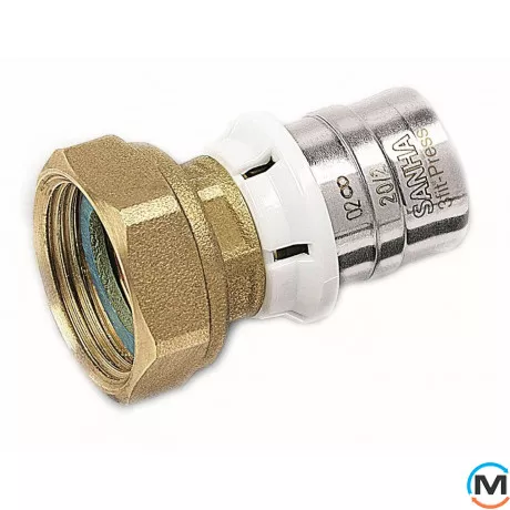 Накидна гайка Sanha 3fit-Press 25359g 16х3/4", Тип різьблення: Накидна гайка, Діаметр різьблення: 3/4", Призначення труб: Универсальная, Діаметр (мм): 16, Робочий тиск (бар): 10, фото 