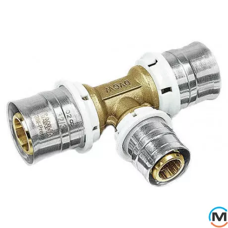 Трійник Sanha 3fit-Press 25130 16мм, Модифікація: 16х16х16, Призначення труб: Универсальная, Діаметр (мм): 16, Робочий тиск (бар): 10, Матеріал: Бронза Кремниста, фото 