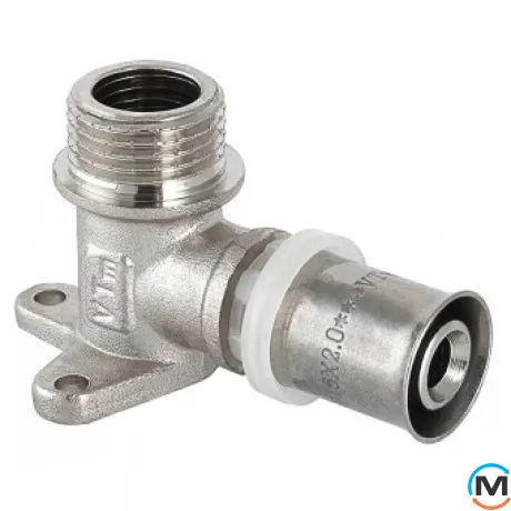 Водорозетка Valtec VTm.255 прес 16х1/2" нар., Варіант: Короткий, Тип різьблення: Зовнішня, Діаметр різьблення: 1/2", Діаметр (мм): 16, Робочий тиск (бар): 10, Матеріал: Сталь нержавіюча, фото 