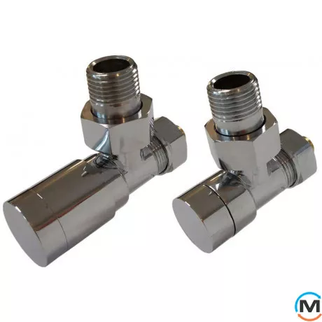 Комплект клапанов Schlosser Elegant угловой хром для медных труб, Диаметр резьбы: 1/2", Исполнение: Угловой, Цвет: Хром, Нулевое положение: Нет, Присоединение: М30х1,5, фото 