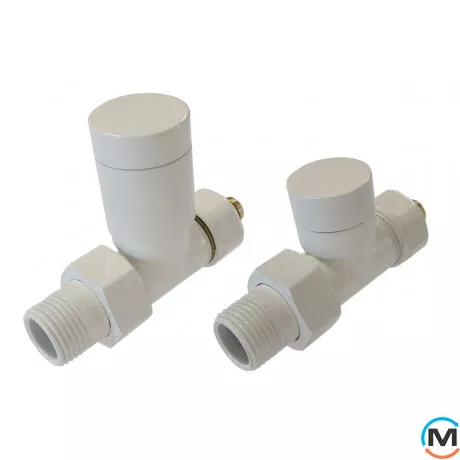 Комплект клапанов Schlosser Elegant прямой белый для медных труб, Диаметр резьбы: 1/2", Исполнение: Прямой, Цвет: Белый, Нулевое положение: Нет, Присоединение: М30х1,5, фото 