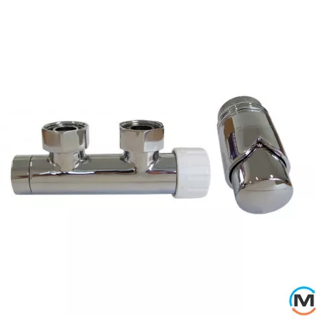 Комплект Schlosser Duo-Plex 3/4 x M 22х1,5 угловой хром 2 шт ниппель, Диаметр резьбы: 3/4", Исполнение: Левый, Цвет: Хром, Нулевое положение: Нет, Присоединение: М22x1,5, фото 