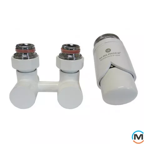 Комплект эксклюзивных узлов Schlosser прямой 3/4 x M 22х1,5 Нипель 2 шт белый, Диаметр резьбы: 3/4", Исполнение: Прямой, Цвет: Белый, Нулевое положение: Нет, Присоединение: М22x1,5, фото 